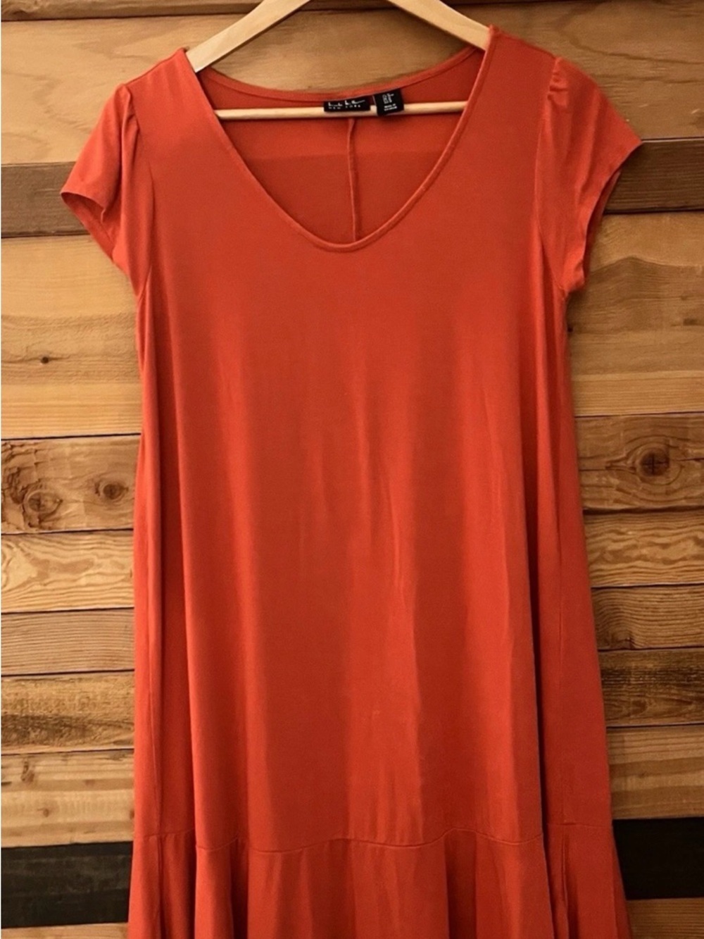 Nicole Miller Orange Cap-Sleeve Midi Dress